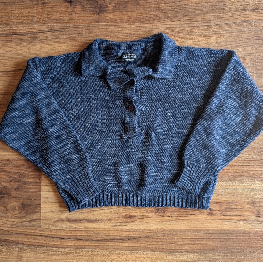 Objectsd'art Blue Cropped Polo Sweater